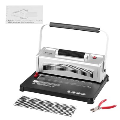 VEVOR Encuadernadora para Tamaño Carta A4 A5 Encuadernadora Manual en Espiral con Encuadernadora Eléctrica 46 Agujeros 500 Hojas Perforadora de Anillas con 100 Lomos de Bobina Ajustables