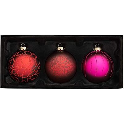 WeRChristmas glaskulor, röd/lila, 3-delad