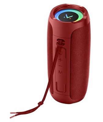 MAJESTIC Flash Bluetooth-luidspreker, LED-verlichting, meerkleurig, USB/microSD/AUX-ingangen, oplaadbare batterij, TWS-functie, rood