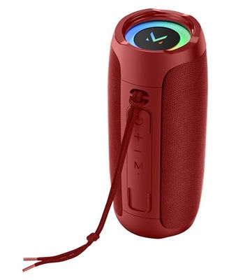 Majestic Flash – Altavoz Bluetooth con Luces LED Multicolor, entradas USB/MicroSD/AUX, batería Recargable, función TWS, Rojo