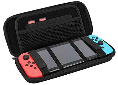 mumbi väska kompatibel med Nintendo Switch och New Switch OLED, fodral hård bärväska skyddsfodral, svart, svart, Fodral med hårt skal för Nintendo Switch/Switch OLED