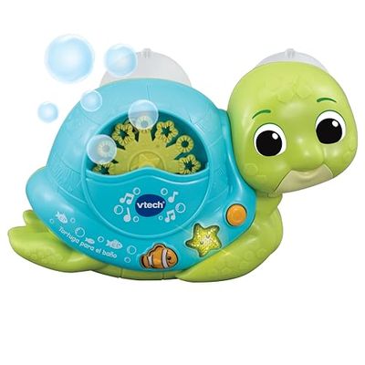 VTech - Tortuga para el baño Baby Burbujas, Juguete de Agua para niños +1 año, Explota Burbujas sin parar, Botones iluminados, Enseña Datos sobre Animales Marinos, Versión ESP