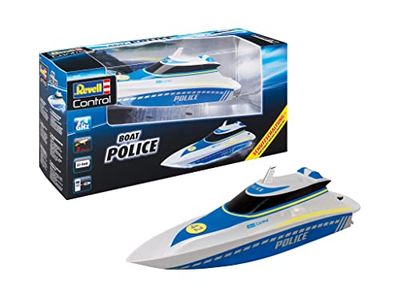 Revell Control 24138 Politieboot I Op afstand bestuurbare RC-boot I voor kinderen en volwassenen vanaf 8 jaar I Met Li-ion batterij voor uren actie I met ergonomische pistoolafstandsbediening I 2,4 GHz