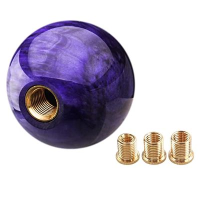 YIUIY Round Ball Shift Knob Universal Marble Style Gear Shift Knob 5 6 Speed for Manual Automatic Vehicles with Adapters (Purple)
