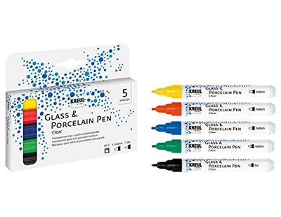 KREUL Hobby line, penas de vidro, 5 unidades, (amarelo, azul, vermelho, verde e preto), (42650)