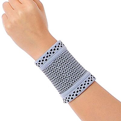 Amsahr Nylon Spandex Knitted Compression Wrist Support Brace | Infrared Wrist Support Band Wrist Sleeve - Medium