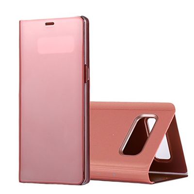 Carcasa de telefono for Galaxy Note 8 Espejo de galvanoplastia Funda de Cuero con Tapa Horizontal con función de Reposo/activación y Soporte (Negro) (Color : Rose Gold)