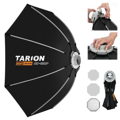 TARION Softbox per fotografia con supporto Bowens: 120 cm pieghevole Quick Release Softbox con glitter ottagonale Soft Box per studio fotografico flash luce softbeam (OC-120F)
