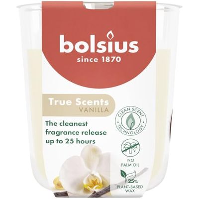 Bolsius - True Scents - Vanille - Ivoire - Lot de 6 Bougies Parfumées - 8 x 7 cm - Durée de combustion: 25 heures - Avec extraits naturels - Cire végétale naturelle - Sans huile de palme