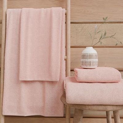 Petti Artigiani Italiani - Toallas de baño de 100% Rizo de algodón, Juego de Toallas 2+2, 4 Unidades, 2 Toallas de Cara y 2 Toallas de Manos, Toallas Rosas