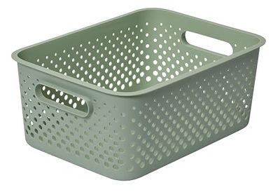 SmartStore Opbergmand met handgrepen in groen 11,4 l (36,5 x 27 x 15 cm) | Plastic opbergbak van gerecycled plastic | Essence L opbergdoos past op A4-papier | Opslag met 10 jaar garantie