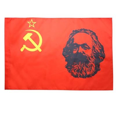 AZ FLAG Sovjetunionens flagga med Marx 90x60 cm - marxismens flagga - marxistisk 60 x 90 cm stånghylsa