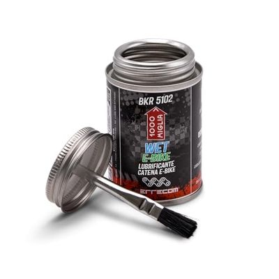 1000 Miglia BKR 5102 E-BIKE WET Lube Bike Chain for Electric Bikes - 120 ml, Wet and Muddy Weather Conditions, fluorescent and scented formula, All-In-One Can, Brush included