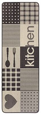 HANSE Home Weave - Tappeto a pelo corto, antiscivolo, lavabile, patchwork cucina, soggiorno, bagno, bagno, tortora, marrone, 67 x 180 cm