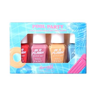 Barry M Pool Party Nail Paint Gift Set | x4 In A Flash Quick Dry Nail Polish | Bright Pastel Shades
