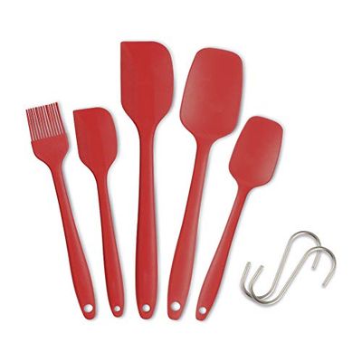 IDEALHOUSE Set de espátulas de Silicona Utensilios de Cocina espátula Resistente al Calor (5 Juegos Rojo)