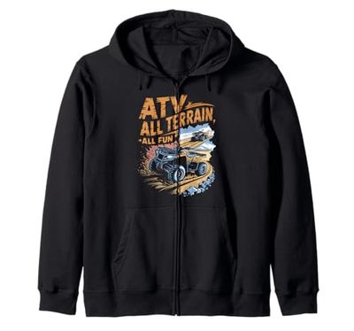 ATV All Terrain, All Fun ATV Quad Equitazione Felpa con Cappuccio