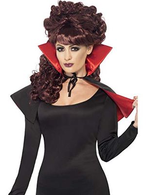 Smiffys Mini cape vamp, Rouge & noir, avec col haut