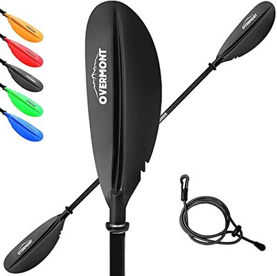 OVERMONT paddel aluminium dubbelpaddel SUP paddel 222 cm med justerbara paddlar blad för kanot paddling kanadensare båt roddbåt svart/röd/orange