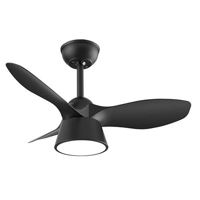 Eden pulse Zwarte ventilator, 3 vleugels, geïntegreerde led, 36 W, 2680 lm, 3 instelbare temperaturen, 35/47,5 x 82 x 82 cm