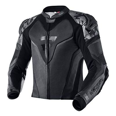 REBELHORN Rebel Giacca da Moto Uomo | Pelle Bovina | Protezioni Gomiti, Spalle e Schiena Livello 2 | Cursore per Gomiti e Spalle | Gilet Impermeabile In&Out | Ventilazione