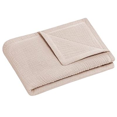 Julius Zöllner Plaid Taille 70/100 | Fabriqué en Allemagne | 100% Mousseline de Coton | Oeko-TEX® Standard 100 | Sable