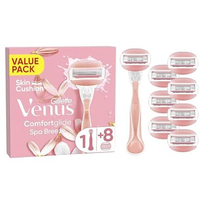 Gillette Venus Comfortglide Spa Breeze Women's Razor- 8 Blades, 3 built-in blades for a smooth, close shave that lasts