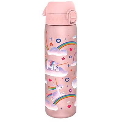 ION8 Waterfles, 500 ml/18 oz, Lekvrij, Makkelijk te Openen, Veilige Vergrendeling, Vaatwasserbestendig, BPA-vrij, Draaghendel, Past in Bekerhouders, Makkelijk Schoon, Geurvrij, Eenhoorns Ontwerp