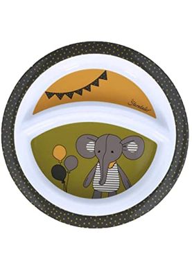 Sterntaler Dziecięcy talerz dziecięcy słoń Eddy - talerz dla niemowląt z przyssawką, talerz dla dzieci - ciemnozielony