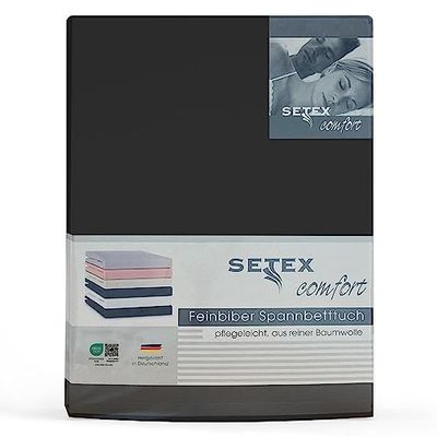SETEX sábana Bajera de Lino Fino, 180 x 200 cm, 100% algodón, en Color Negro