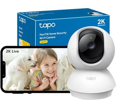 Tapo Wifi Camera, 2K 3MP Pet Camera Indoor Camera for Security, Wireless 360° for Baby Monitor, CCTV, Smart Motion Detection & Tracking, Night Vision, Works with Alexa & Google Home(Tapo C210)