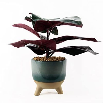 Leaf Design UK Realistic Large Artificial Foliage Plant with Pot, Ficus Plant, 35cm