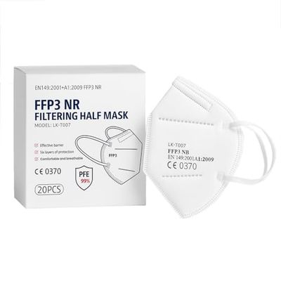 Nationwide Paper FFP3 20x Particulate Respirator Face Mask, 6-Layer High Filtration Capacity Individually Packed in PE Bag Certified EU Directive EN149:2001+A1:2009, CE 0370 (2)