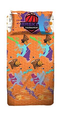 hermet Basket, Set Lenzuolo Singolo Cameretta, Una Piazza, Completo Letto, Lenzuolo Sopra, Lenzuolo Sotto Con Angoli, Federa, 100% Cotone, Prodotto Ufficiale