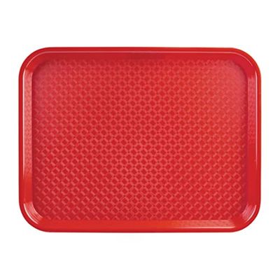 Olympia Kristallon Polypropylene Plastic Fast Food Tray - Medium - 415(W) x 305(D) mm / 16.25 x 12 inch, Red, Dishwasher Safe, Textured Slip-Resistant Surface, Stackable, P504