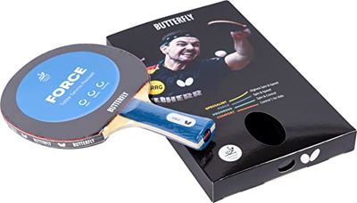 BUTTERFLY Raquette de Tennis de Table Force | Raquette de Tennis de Table Professionnelle pour Joueurs avancés et compétiteurs | Revêtements homologués ITTF Noir/Rouge | Surface très adhérente