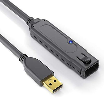 PureLink DS2100-060 USB 2.0 Actieve verlengkabel (USB-A-stekker naar USB-A-aansluiting), voeding van USB-poort, geen voeding nodig, vergulde contacten, 6,00 m, zwart