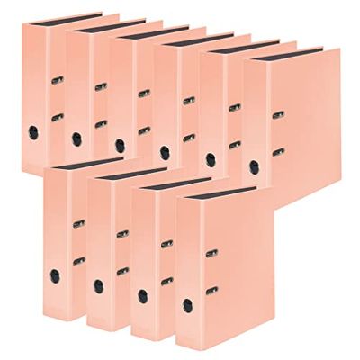 Falken Pastel Lot de 10 classeurs à anneaux en plastique Orange pêche Largeur 8 cm Format A4