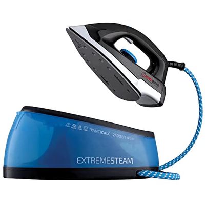 HERZBERG HG8039 - stoomstrijkijzer met keramische zool - 2400 W - 4 bar - zool van roestvrij staal - blauw