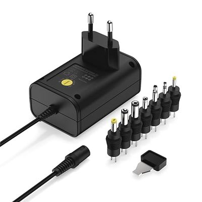ANSMANN APS 1000 Alimentatore 12 V – Spina di alimentazione fino a max. 1000 mA (con 7 adattatori universali) Adattatore di alimentazione per l'alimentazione di molti piccoli dispositivi elettrici