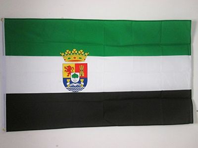 AZ FLAG - Bandera Extremadura - 90x60 cm - Bandera Extremeña 100% Poliéster Con Ojales de Metal integrados - 50g - Colores Vivos Y Resistente A La Decoloración