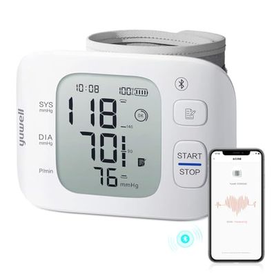 yuwell Tensiomètre au Poignet Intelligent pour un Usage Domestique ou en Déplacement, Tensiomètre avec Brassard Préformé 13,5 – 19,5 cm, avec Battement Cardiaque Irrégulier(YE8800AR)