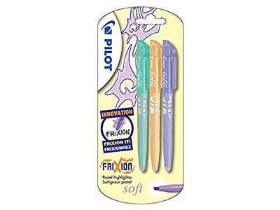 Pilot Frixion Light Soft Erasable Highlighter - Pastel Green/Orange/Violet, Pack of 3