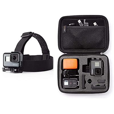 Amazon Basics - Custodia Piccola per Trasporto GoPro + Fascia da testa per GoPro