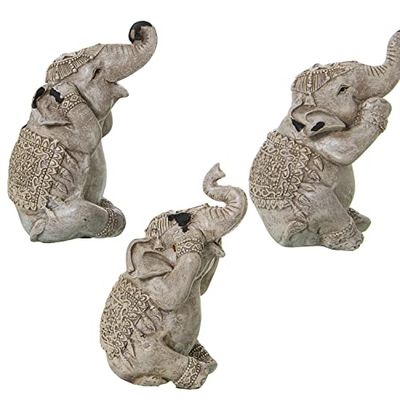 FIGURA RESINA ELEFANTE VER/OIR/CALLAR 6X9X12CM CADA FIGURA