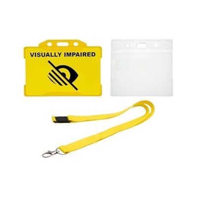 Visually Impaired ID Card with Neck Lanyard - Durable, Recycled Material, Credit Card Size - Made in Britain (with Lanyard and Holders)