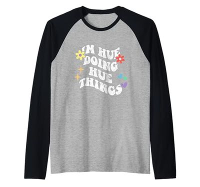 Retro Groovy Im Hue Doing Hue Things Funny Festa della mamma Maglia con Maniche Raglan