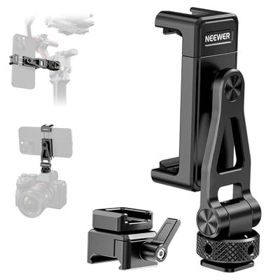 NEEWER GA010 Support de téléphone avec griffe froide et pince OTAN Compatible avec DJI RS4 RS3 Pro RS2 RSC2 stabilisateur de cardan, inclinaison à 180 ° compatible avec iPhone cages d'appareil photo