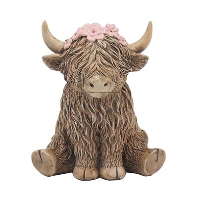 Lesser & Pavey Happy Highland, Highland Cow Flowers Figurines Statues For Home Decor | Ideal Ornaments Friendship Gifts For Women & Men | Lovely Table Centerpiece & Living Room Accessories