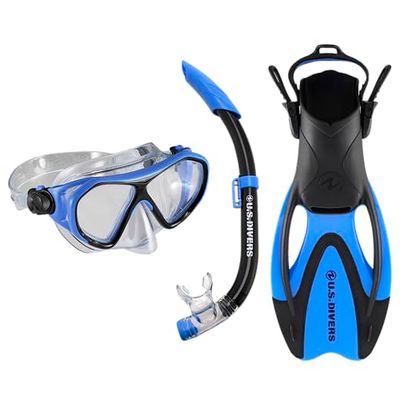 US.Divers Set DORADO II JR- Kit de Plongée, Masque, Palmes et Tuba pour Enfant 6+ avec vision panoramique à 180°, Garçon et Fille, Protection UV, Verres Anti-buée et Anti-fuite